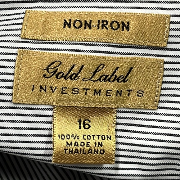 GOLD LABEL INVESTMENTS Non- Iron Chevron/Stripe Cotton BLK/WHT Career Blouse 16 - Picture 3 of 16